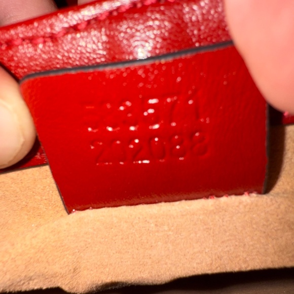 Authentic Gucci GG Marmont Mini Top Handle Bag - GG Supreme Canvas Red Leather G - Picture 8 of 8